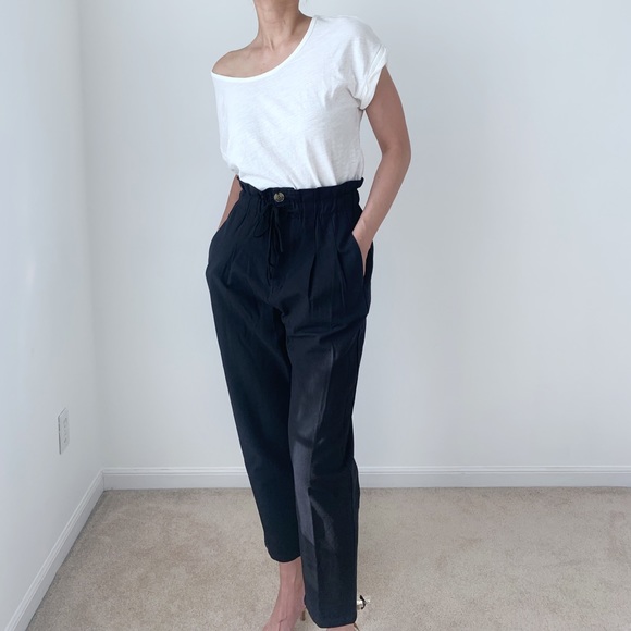 KEATON Pocketed Paper Bag High waist Pants - Picture 3 of 8